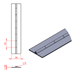 JSPC05 Cerniera lunga - 38mm aperta x 3mm perno x 1.2mm spessore (1820mm sezione)