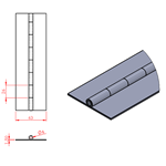 JSPC08 Cerniera lunga - 76mm aperta x 8mm perno x 3mm spessore (1820mm sezione)