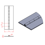 JSPC09 Cerniera lunga - 100mm aperta x 8mm perno x 3mm spessore (1820mm sezione)