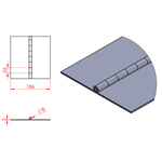 JSPC11 Cerniera lunga - 186mm aperta x 8mm perno x 3mm spessore (1820mm sezione)