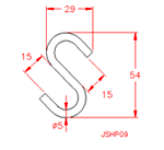 JSHP09 Gancio aperto a forma di 'S'