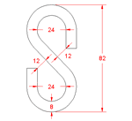 JSHP11 Gancio aperto a forma di 'S'