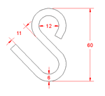JSHP12 Gancio aperto a forma di 'S' 