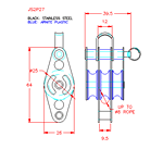 JS2P27 Carrucola tripla con linguetta centrale