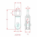 JS2P48 Carrucola giratoria semplice 