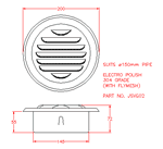 JSVG02 Persiana di ventilazione rotonda, con rete