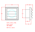 JSVG12 Griglia quadrata ventilato a parete esterna con alette a gravit